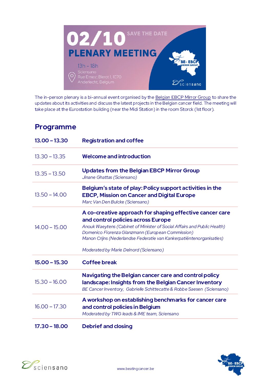 Agenda of the event